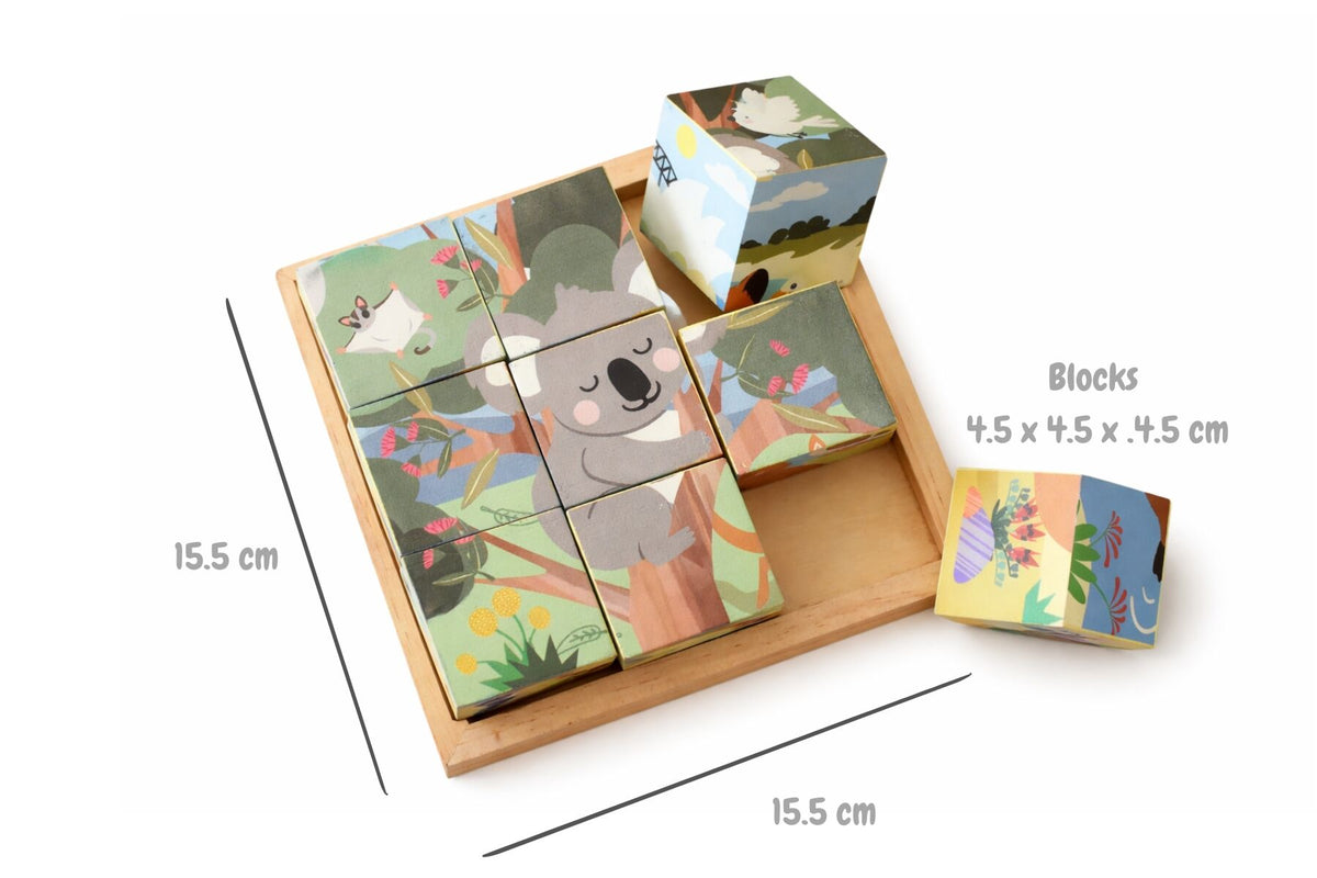 BUSH BUDDIES AUSSIE ANIMALS CUBE PUZZLE 9PCS