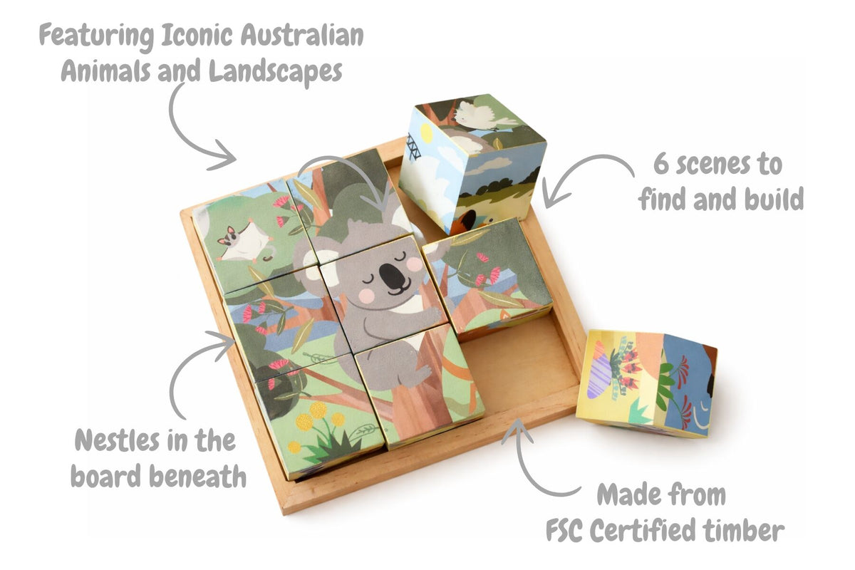 BUSH BUDDIES AUSSIE ANIMALS CUBE PUZZLE 9PCS
