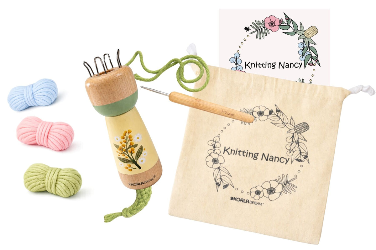 AUSTRALIAN FLORA KNITTING DOLL WATTLE BLOOMS