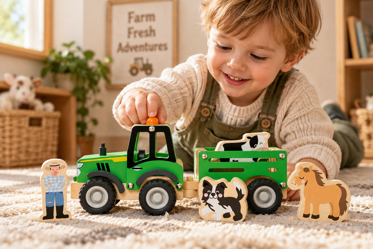 BUSH BUDDIES FARM TRACTOR WITH ANIMALS